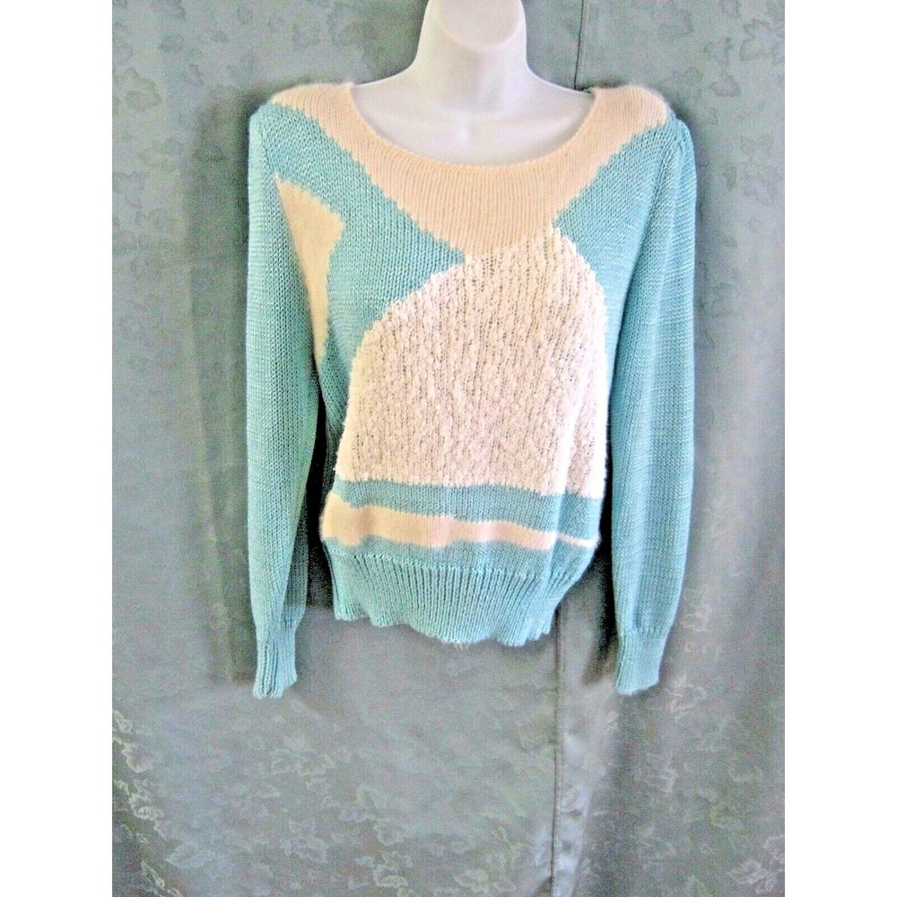 Vintage Lilly of California Sweater Size Large Green Textured Abstract